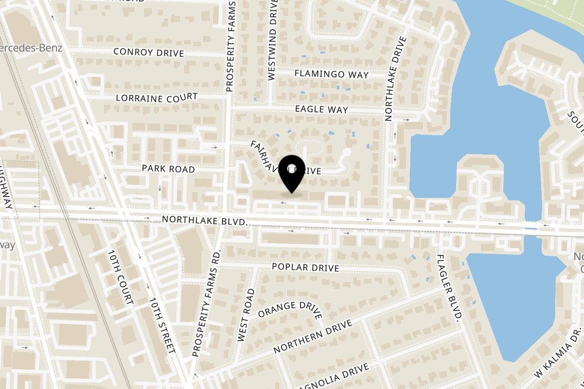 Map showing the location of Debra's Place on 785 Northlake Blvd in North Palm Beach